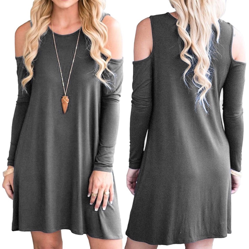 Cold Shoulder Grey Woman’s Tunic Swing Dress *NWT*